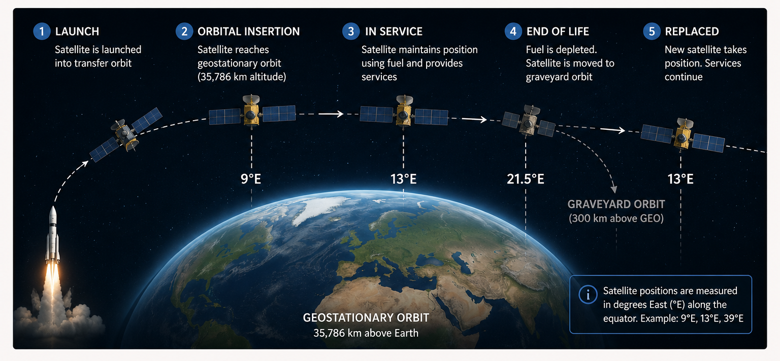 The life cycle of a geostationary satellite